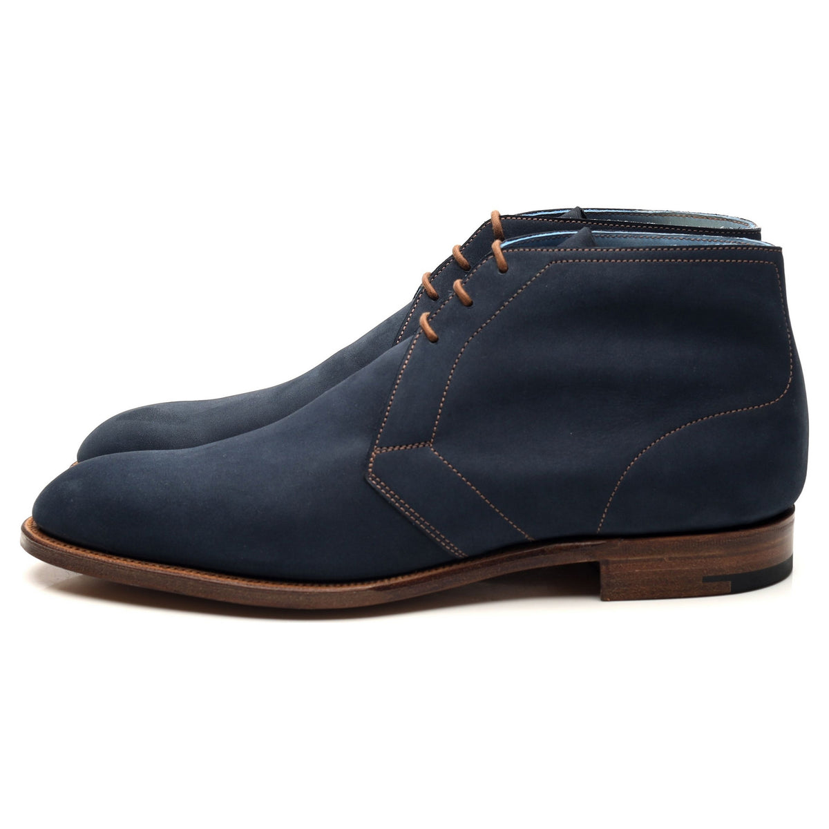 &#39;Cherwell&#39; Navy Blue Nubuck Leather Chukka Boots UK 6 E