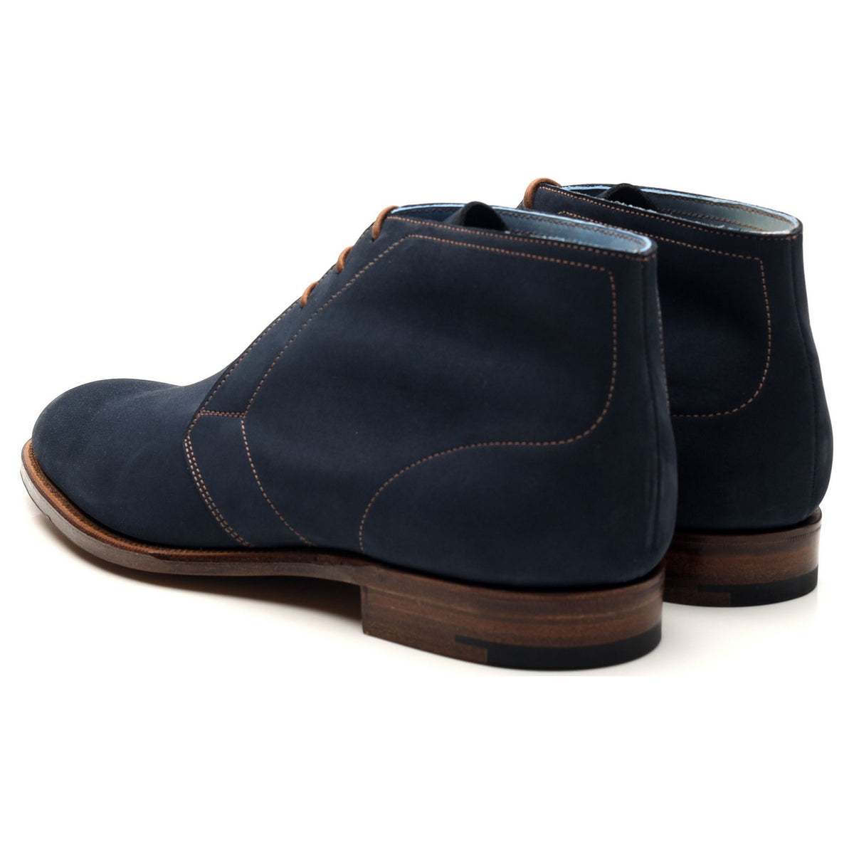 &#39;Cherwell&#39; Navy Blue Nubuck Leather Chukka Boots UK 6 E