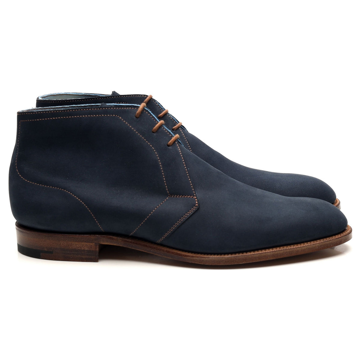 &#39;Cherwell&#39; Navy Blue Nubuck Leather Chukka Boots UK 6 E