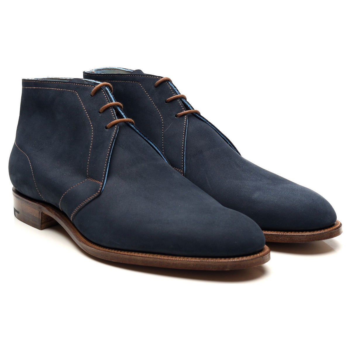 &#39;Cherwell&#39; Navy Blue Nubuck Leather Chukka Boots UK 6 E