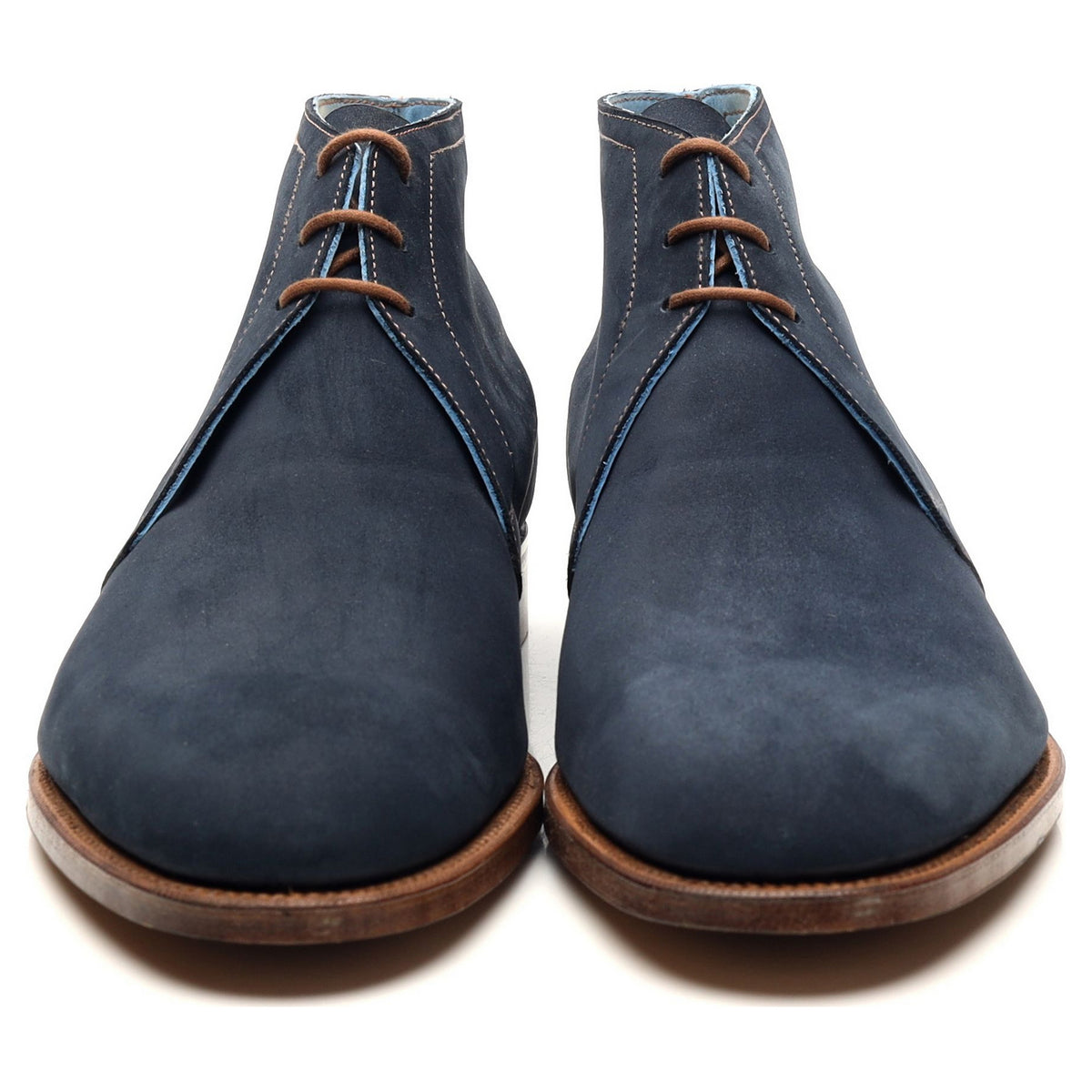 &#39;Cherwell&#39; Navy Blue Nubuck Leather Chukka Boots UK 6 E