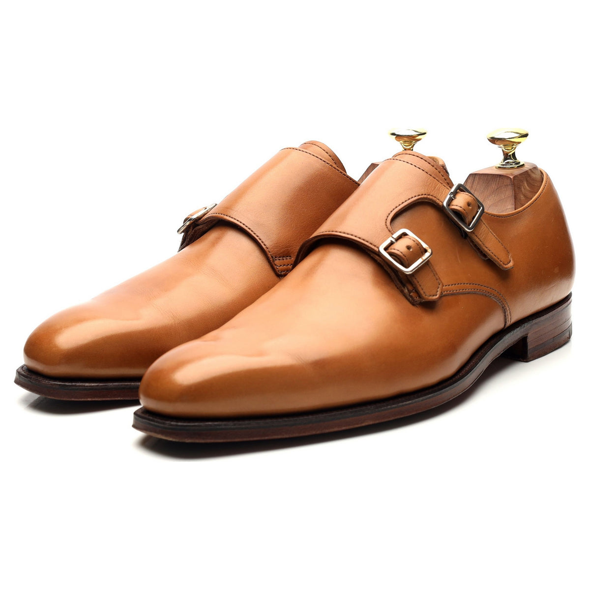 Rose &amp; Born Tan Brown Leather Double Monk Strap UK 7.5 E