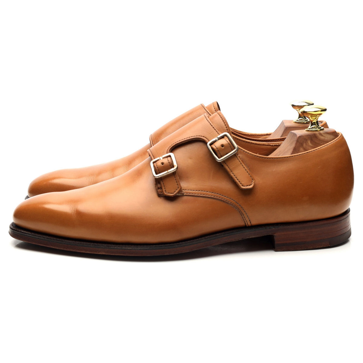 Rose &amp; Born Tan Brown Leather Double Monk Strap UK 7.5 E