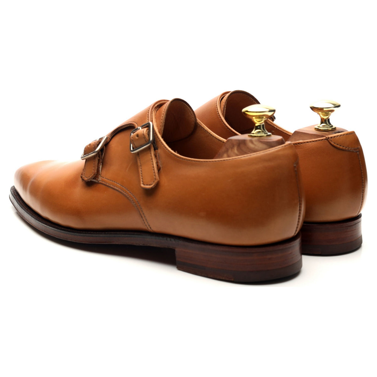 Rose &amp; Born Tan Brown Leather Double Monk Strap UK 7.5 E