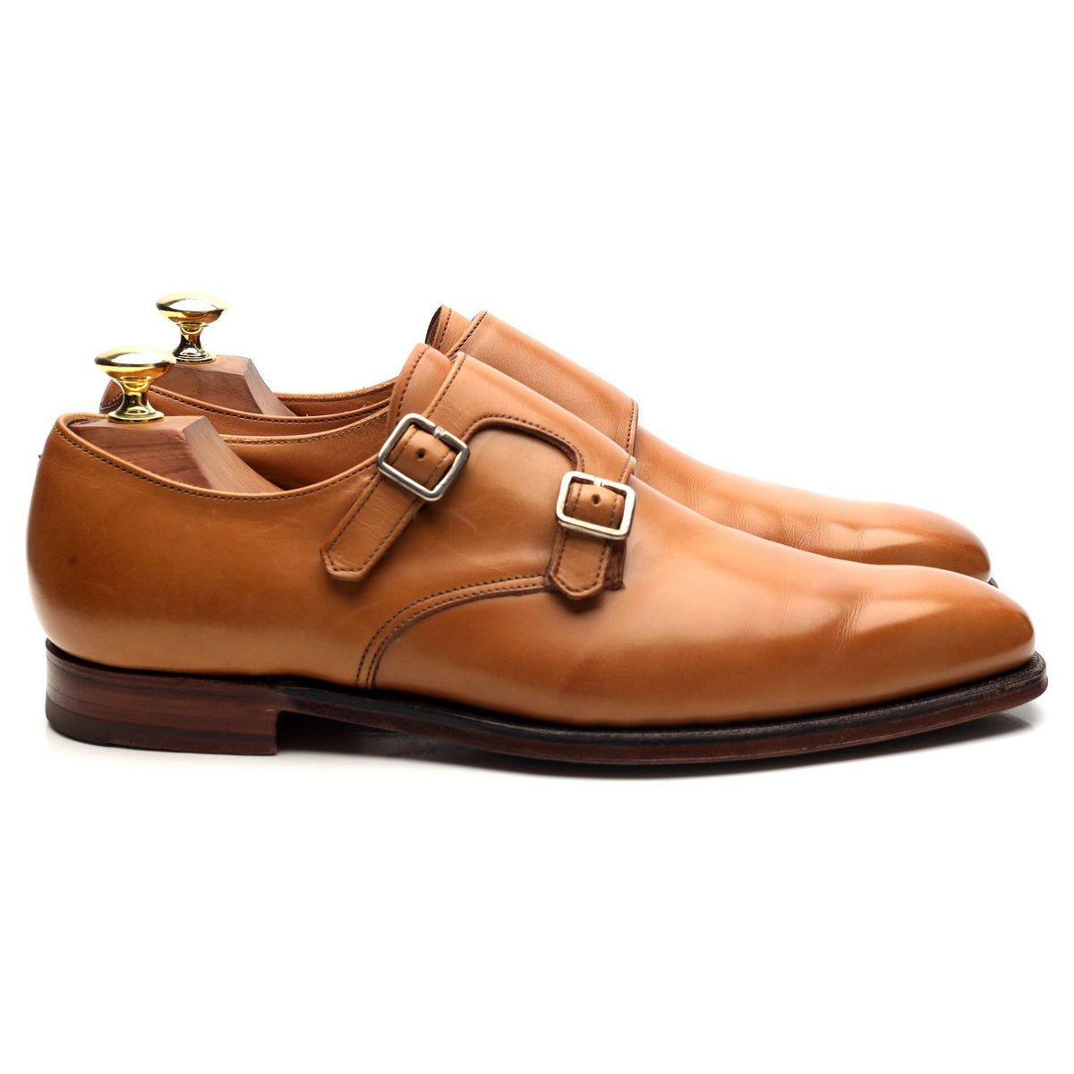 Rose &amp; Born Tan Brown Leather Double Monk Strap UK 7.5 E