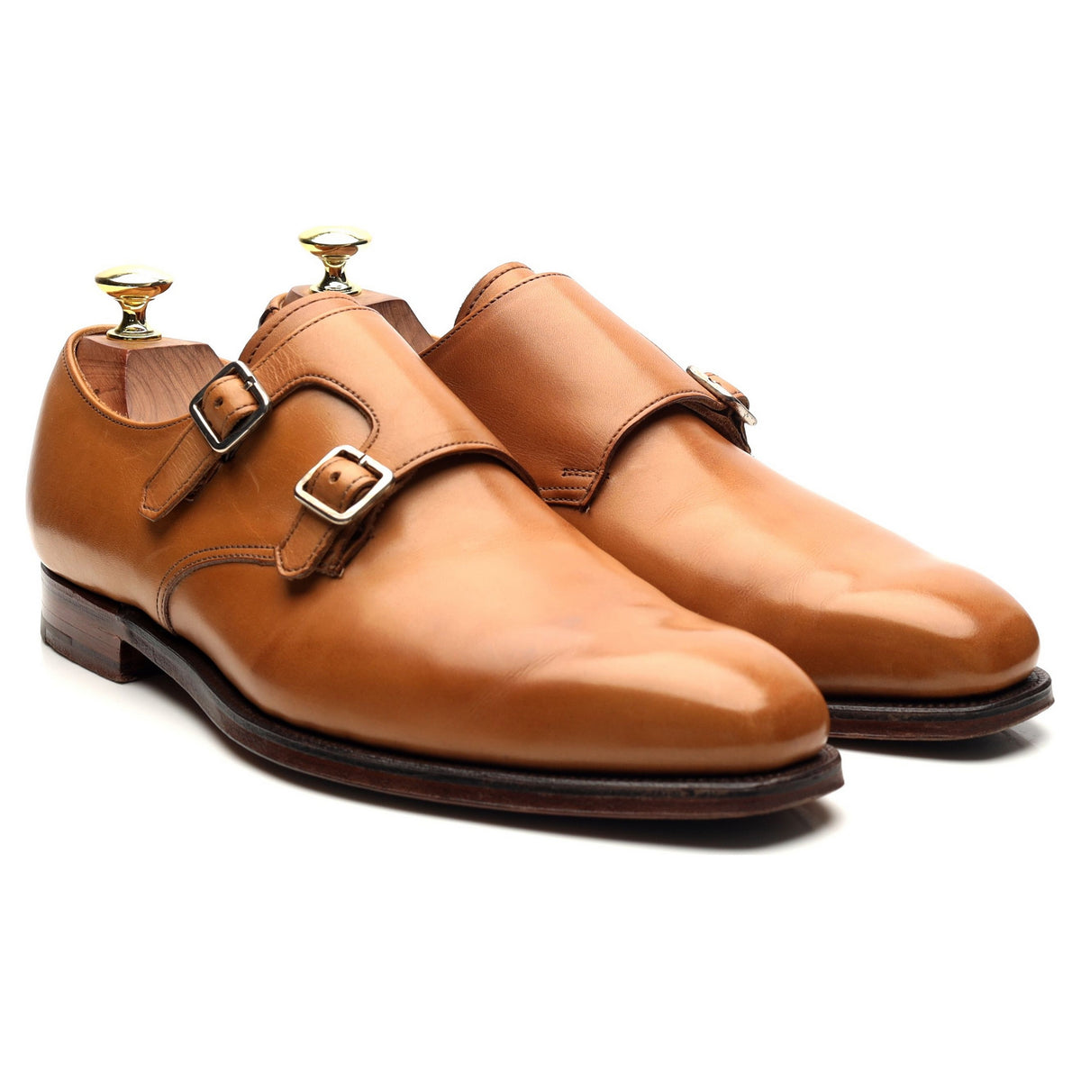 Rose &amp; Born Tan Brown Leather Double Monk Strap UK 7.5 E