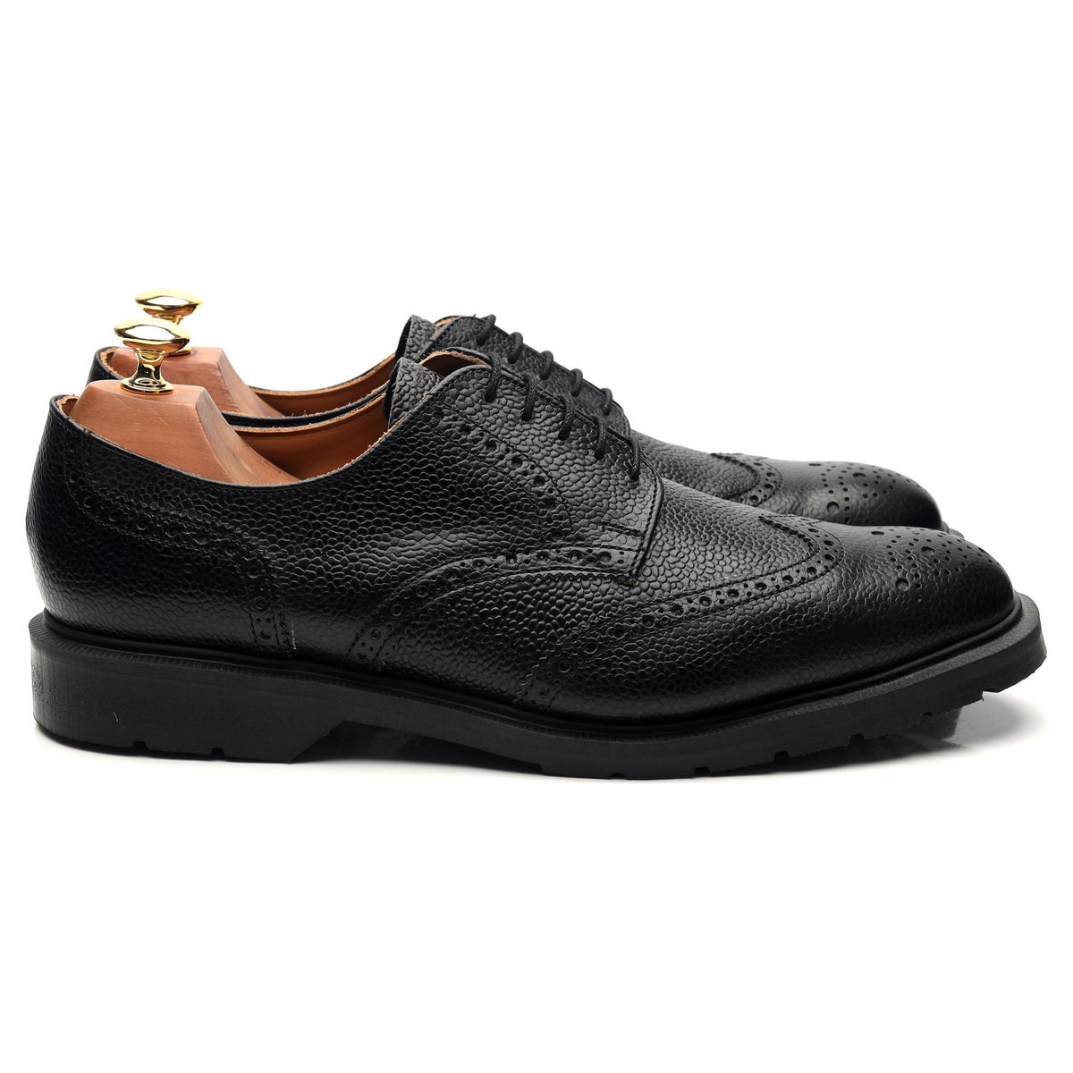 Solovair Black Leather Derby Brogues UK 9.5