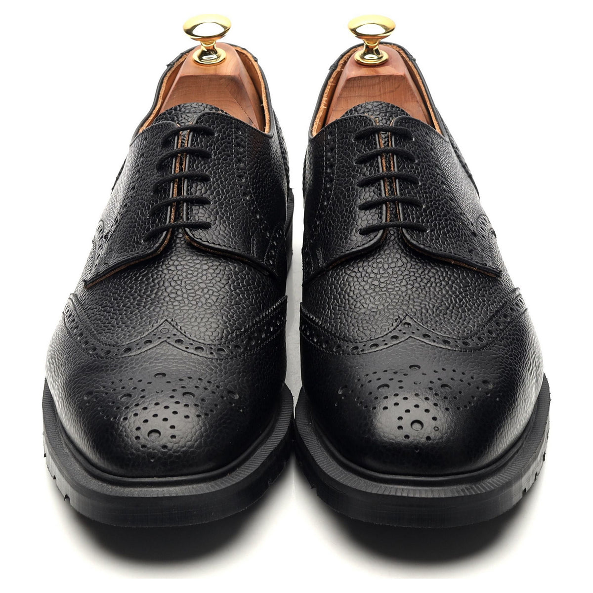 Solovair Black Leather Derby Brogues UK 9.5