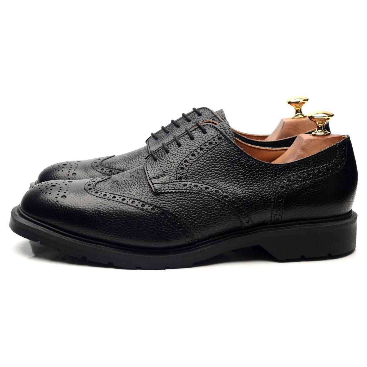 Solovair Black Leather Derby Brogues UK 9.5