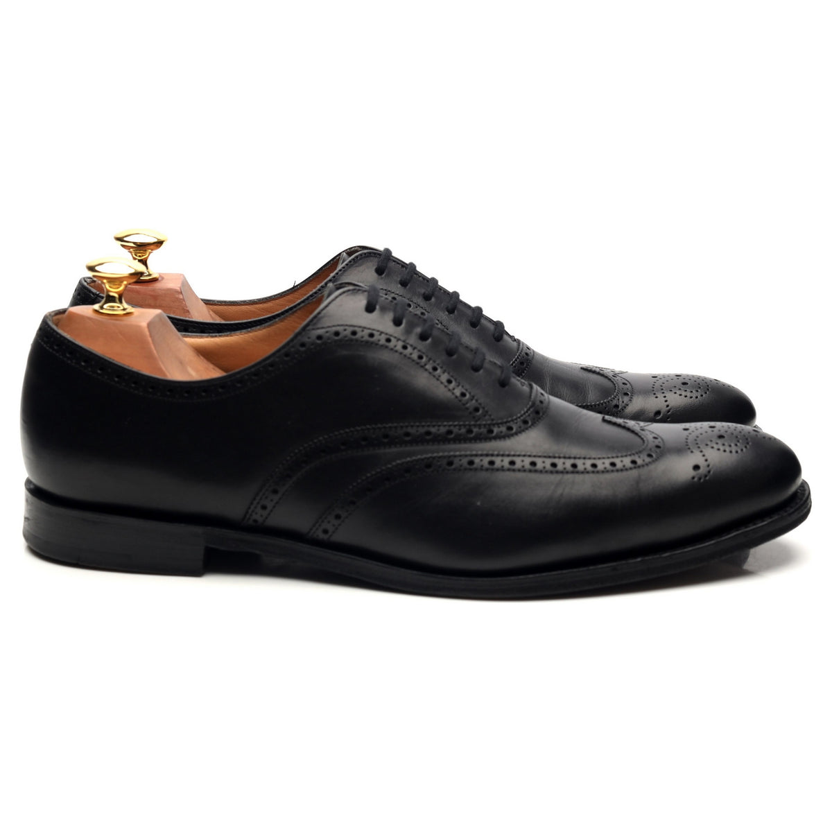 &#39;Berlin&#39; Black Leather Oxford Brogues UK 8 F