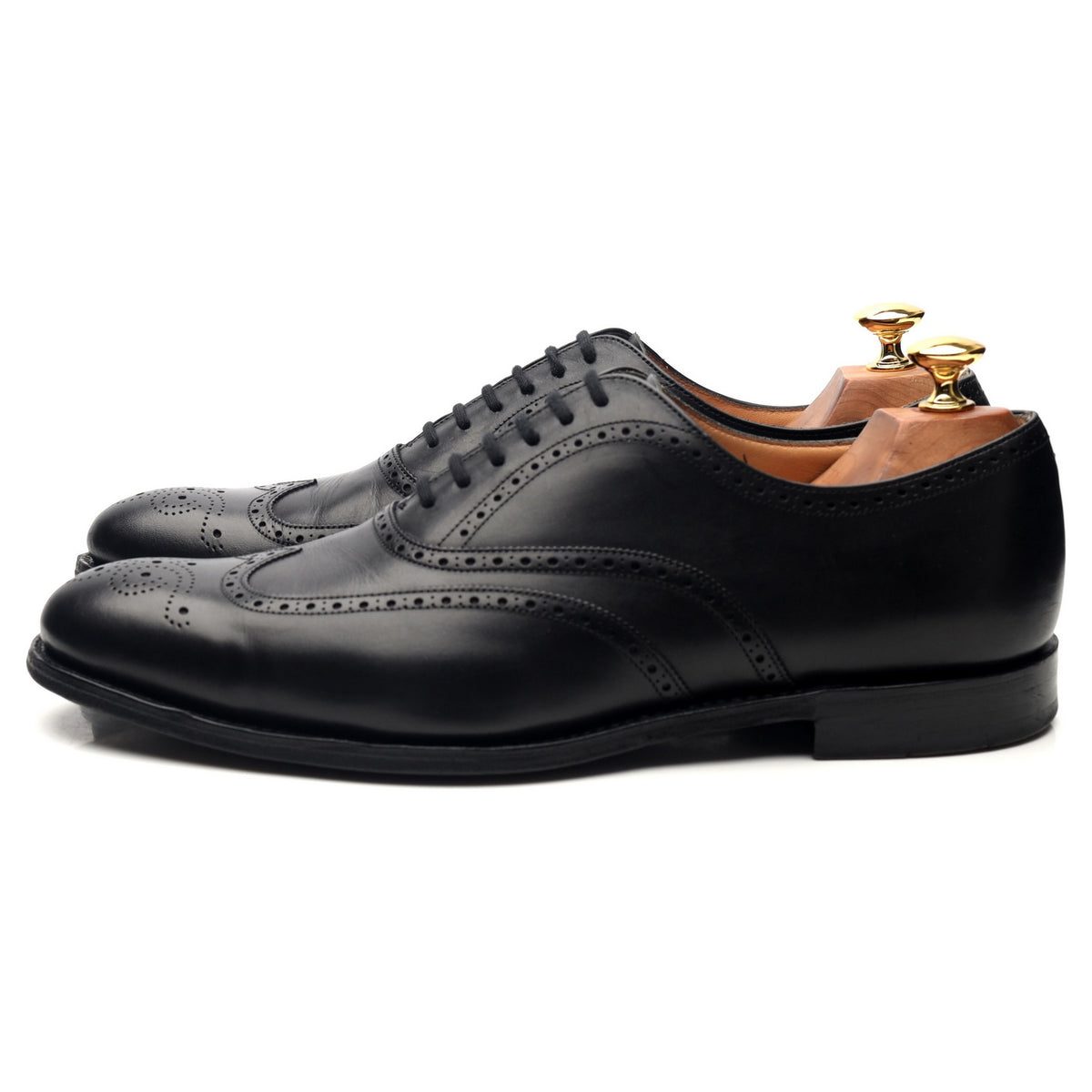 &#39;Berlin&#39; Black Leather Oxford Brogues UK 8 F