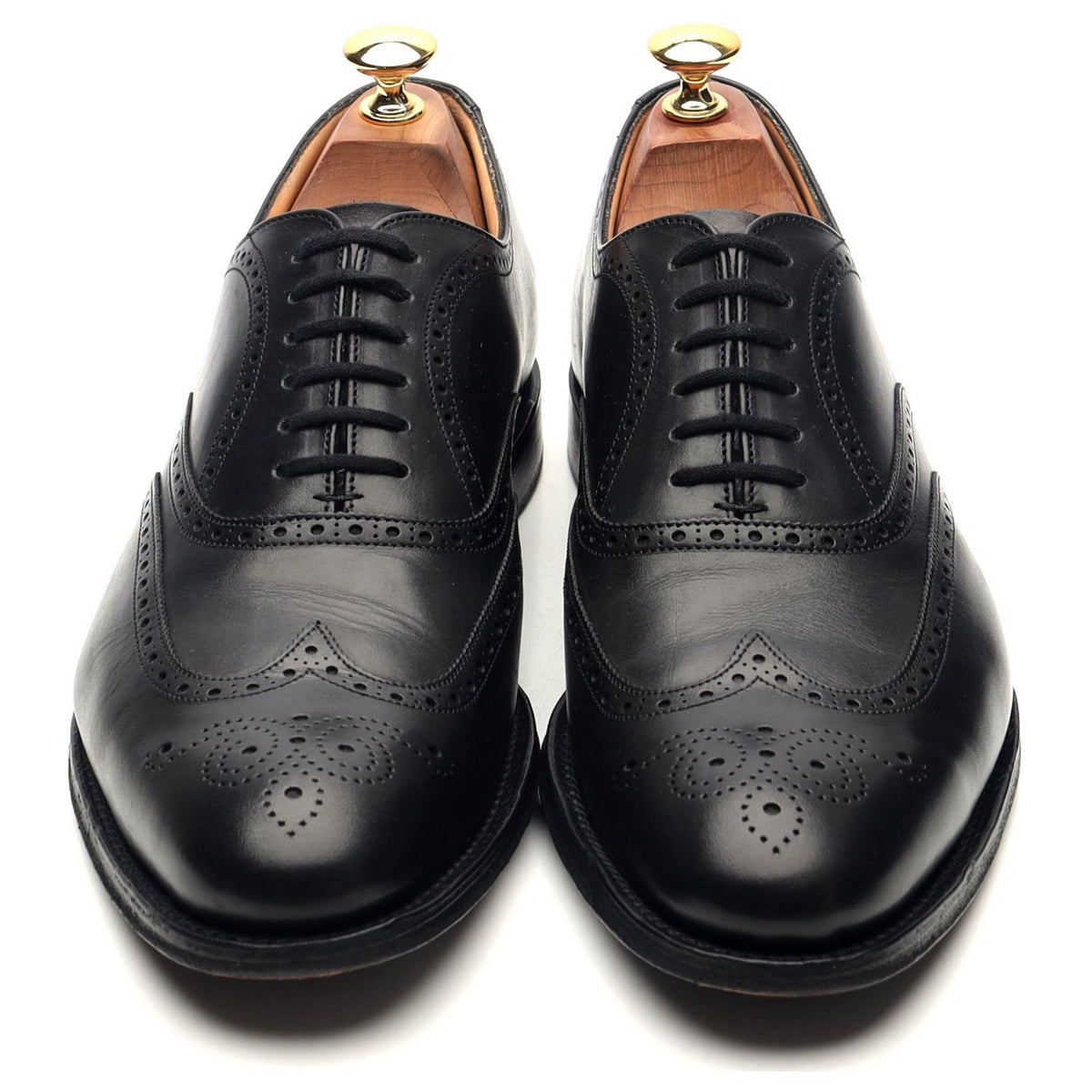 &#39;Berlin&#39; Black Leather Oxford Brogues UK 8 F