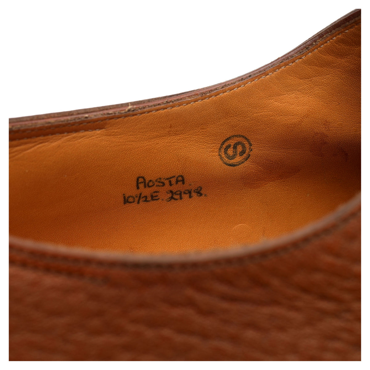 &#39;Aosta&#39; Tan Brown Leather Derby UK 10.5 E