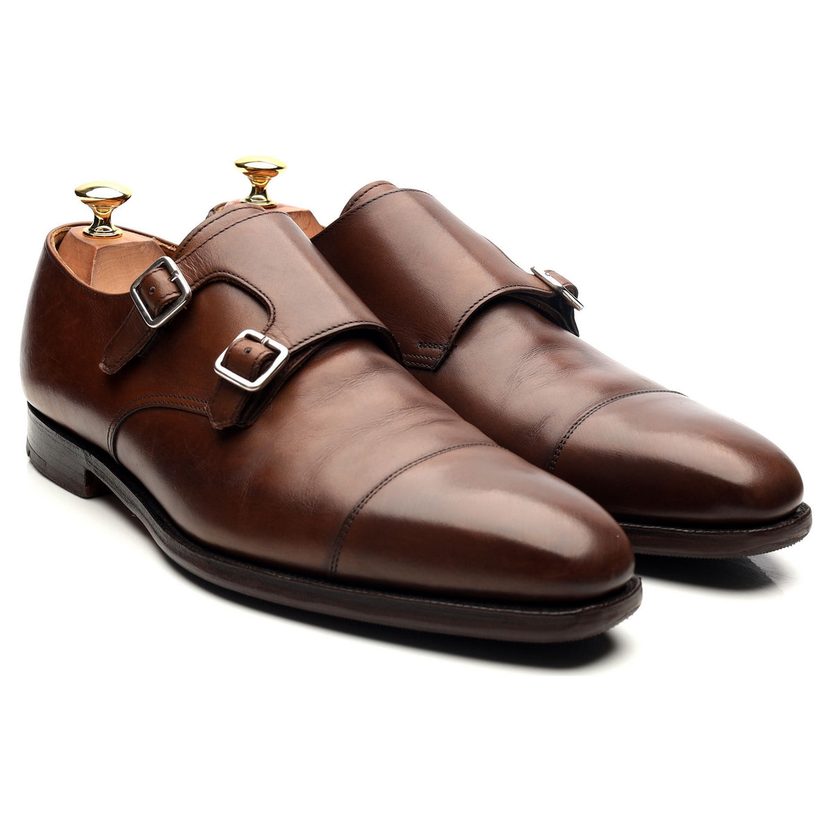 &#39;Lowndes&#39; Dark Brown Leather Double Monk Strap UK 9.5 E