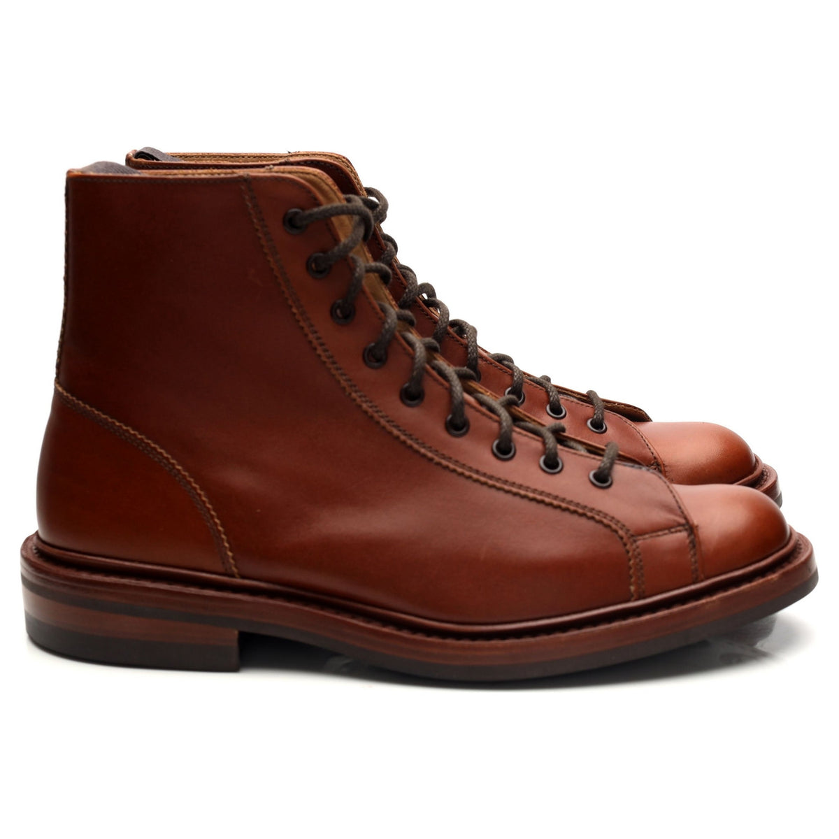 &#39;Ethan&#39; Tan Brown Leather Monkey Boots UK 7