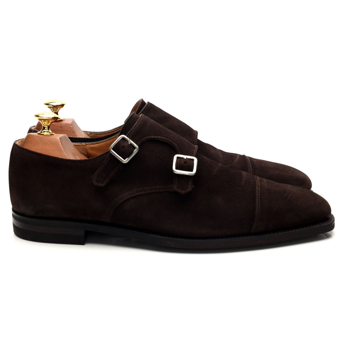 &#39;Lowndes&#39; Dark Brown Suede Monk Strap UK 8.5