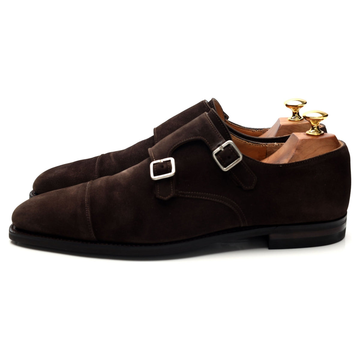 &#39;Lowndes&#39; Dark Brown Suede Monk Strap UK 8.5