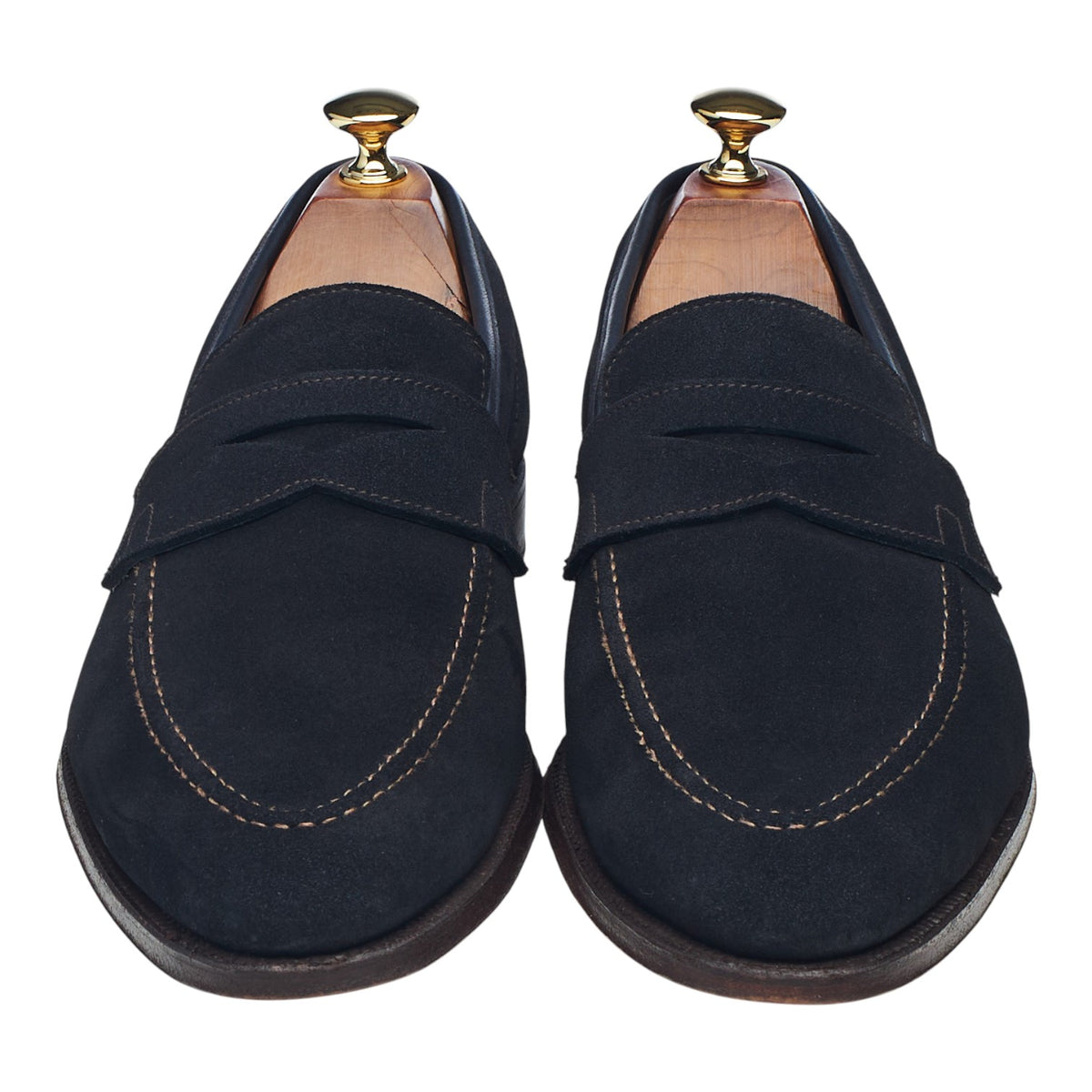 'Teign' Navy Blue Suede Penny Loafers UK 9 E