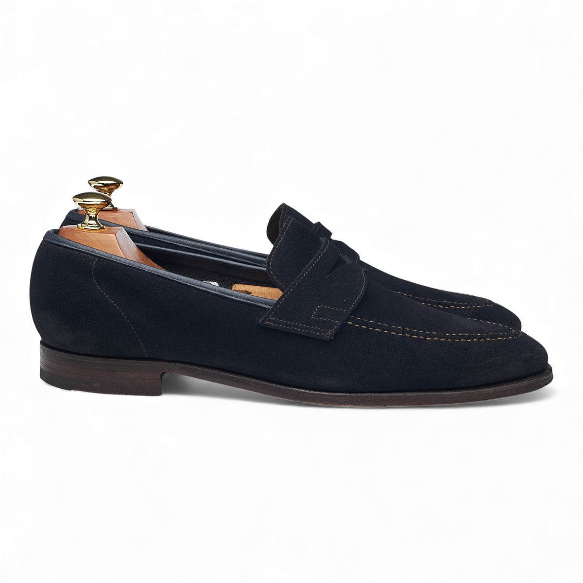 'Teign' Navy Blue Suede Penny Loafers UK 9 E