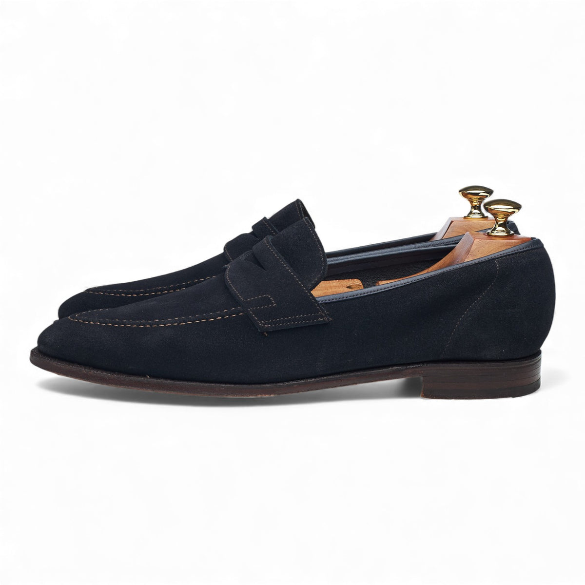 'Teign' Navy Blue Suede Penny Loafers UK 9 E