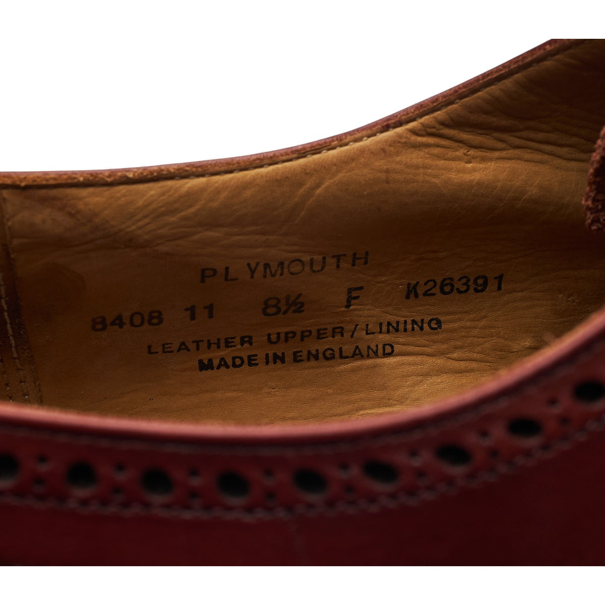 'Plymouth' Burgundy Leather Oxford Brogues UK 8.5 F