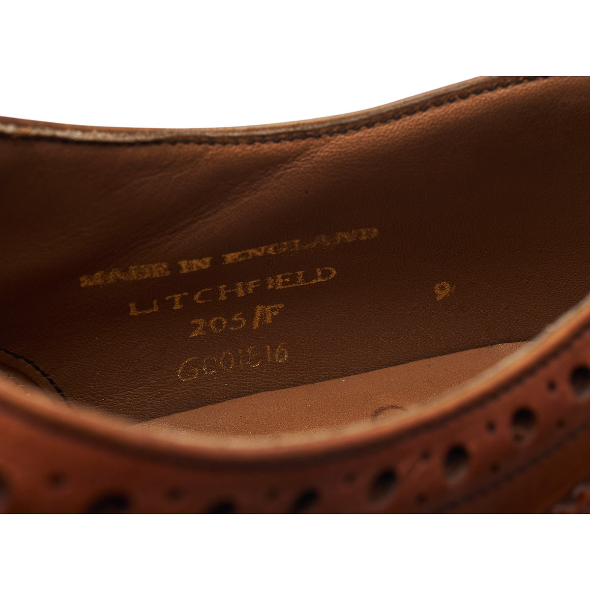 'Litchfield' Tan Brown Leather Oxford Brogues UK 9 F