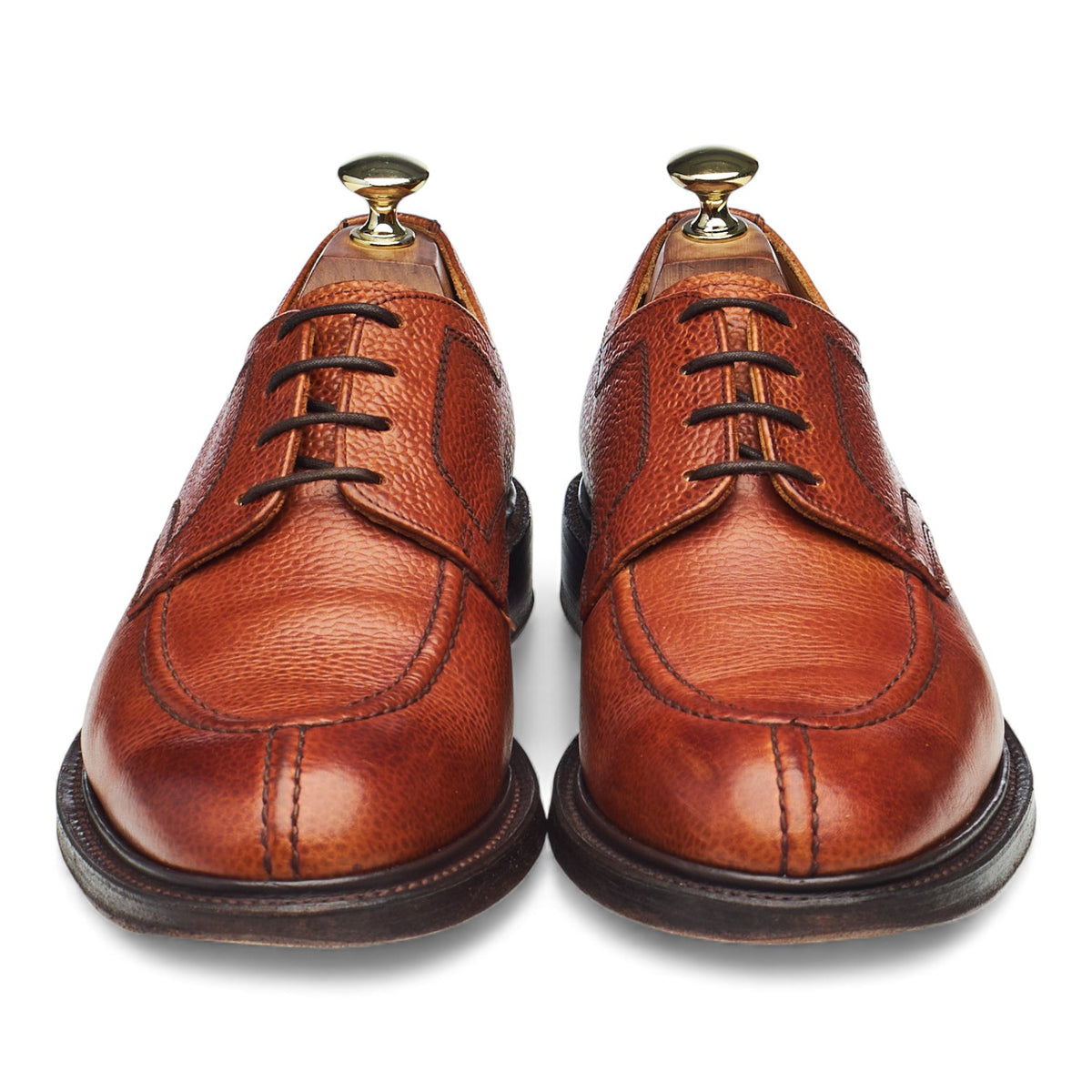 Tan Brown Grain Leather Split Toe Derby UK 7.5 F