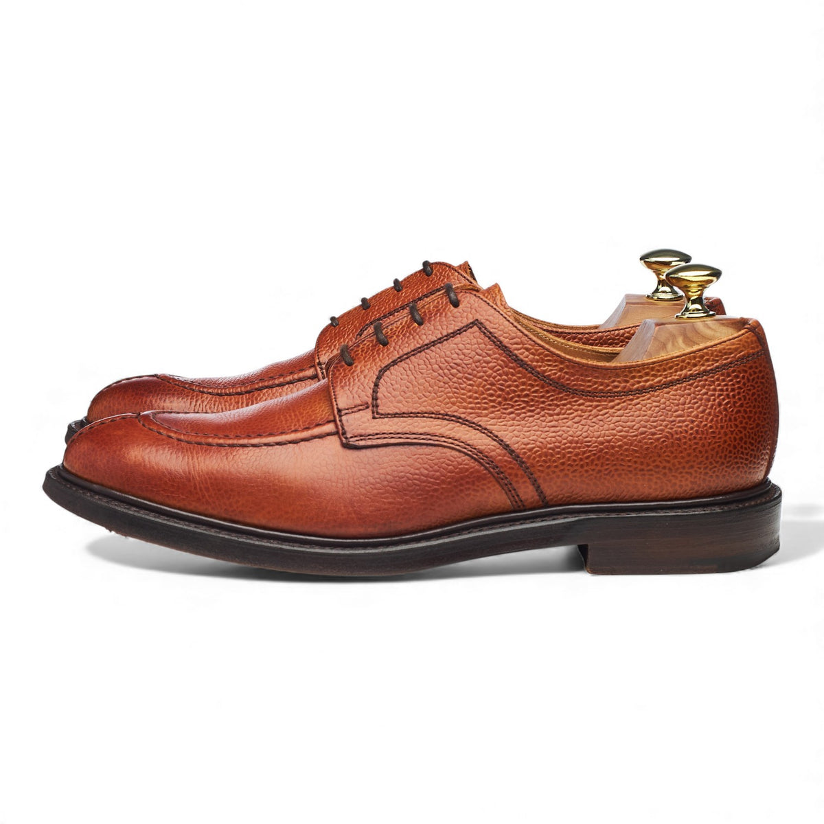 Tan Brown Grain Leather Split Toe Derby UK 7.5 F