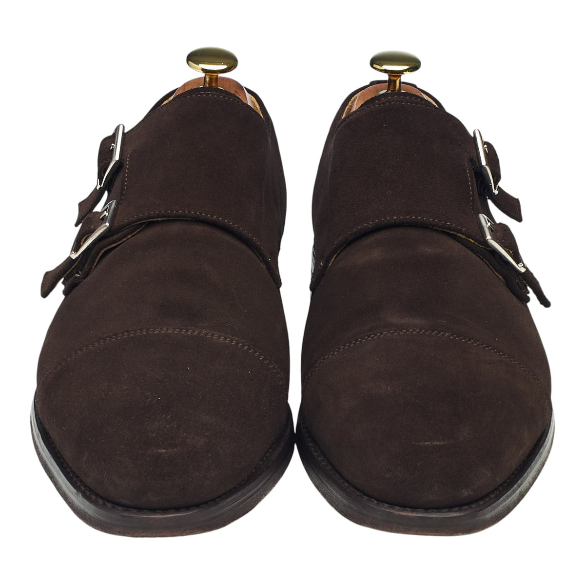 '3637' Dark Brown Suede Double Monk Strap UK 8