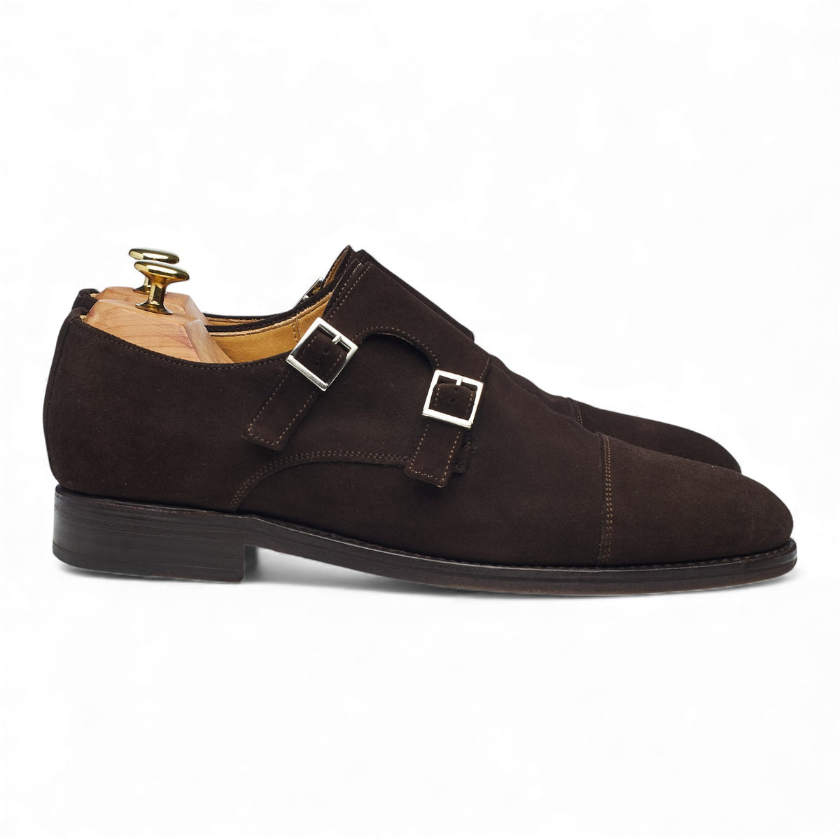'3637' Dark Brown Suede Double Monk Strap UK 8
