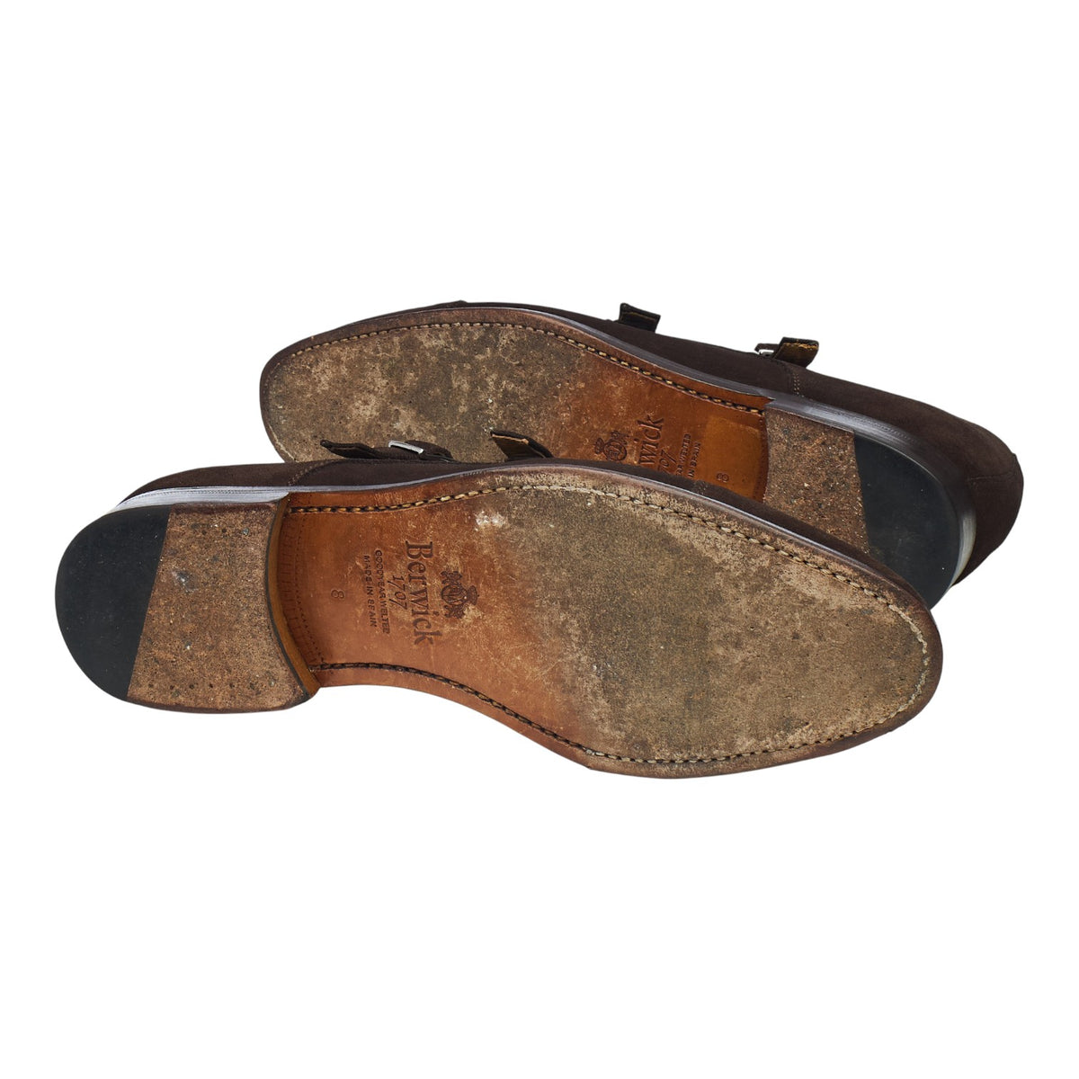 '3637' Dark Brown Suede Double Monk Strap UK 8