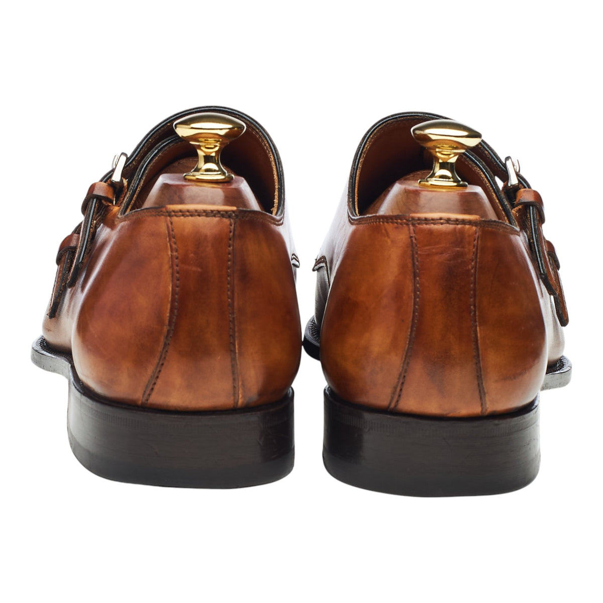 Tan Brown Museum Leather Double Monk Strap UK 9.5