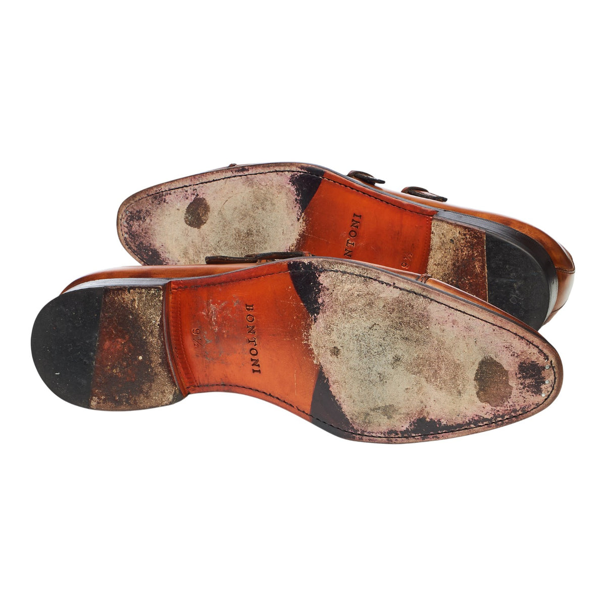 Tan Brown Museum Leather Double Monk Strap UK 9.5