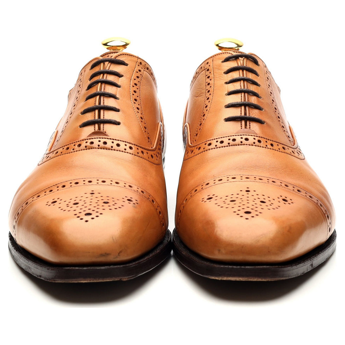 &#39;Kensington&#39; Tan Brown Leather Oxford Brogues UK 11