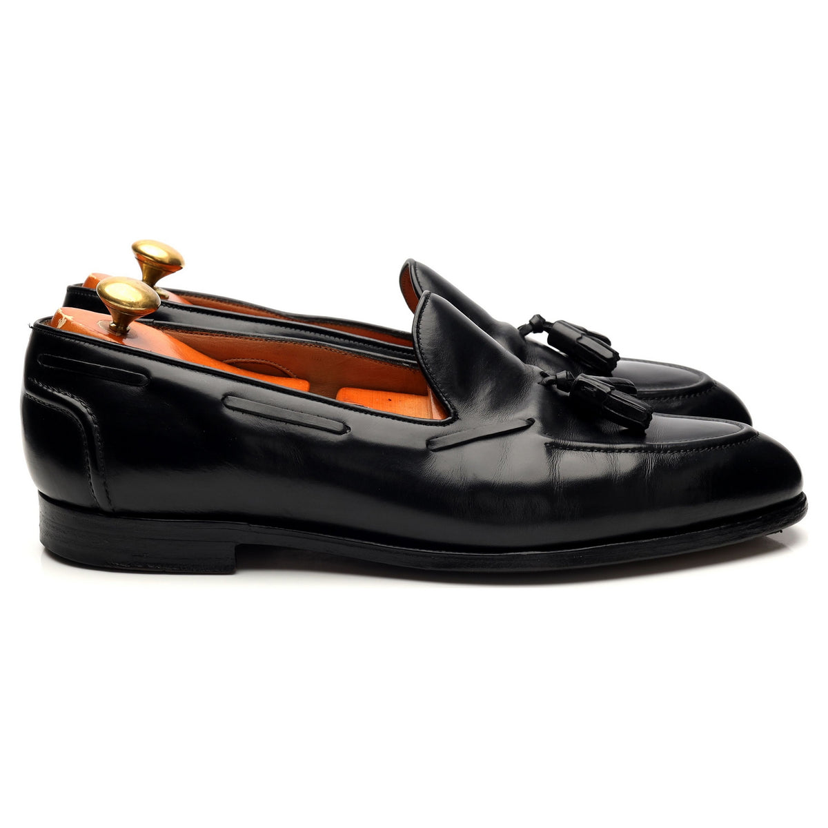 &#39;Greenwich&#39; Black Leather Tassel Loafers UK 10 D