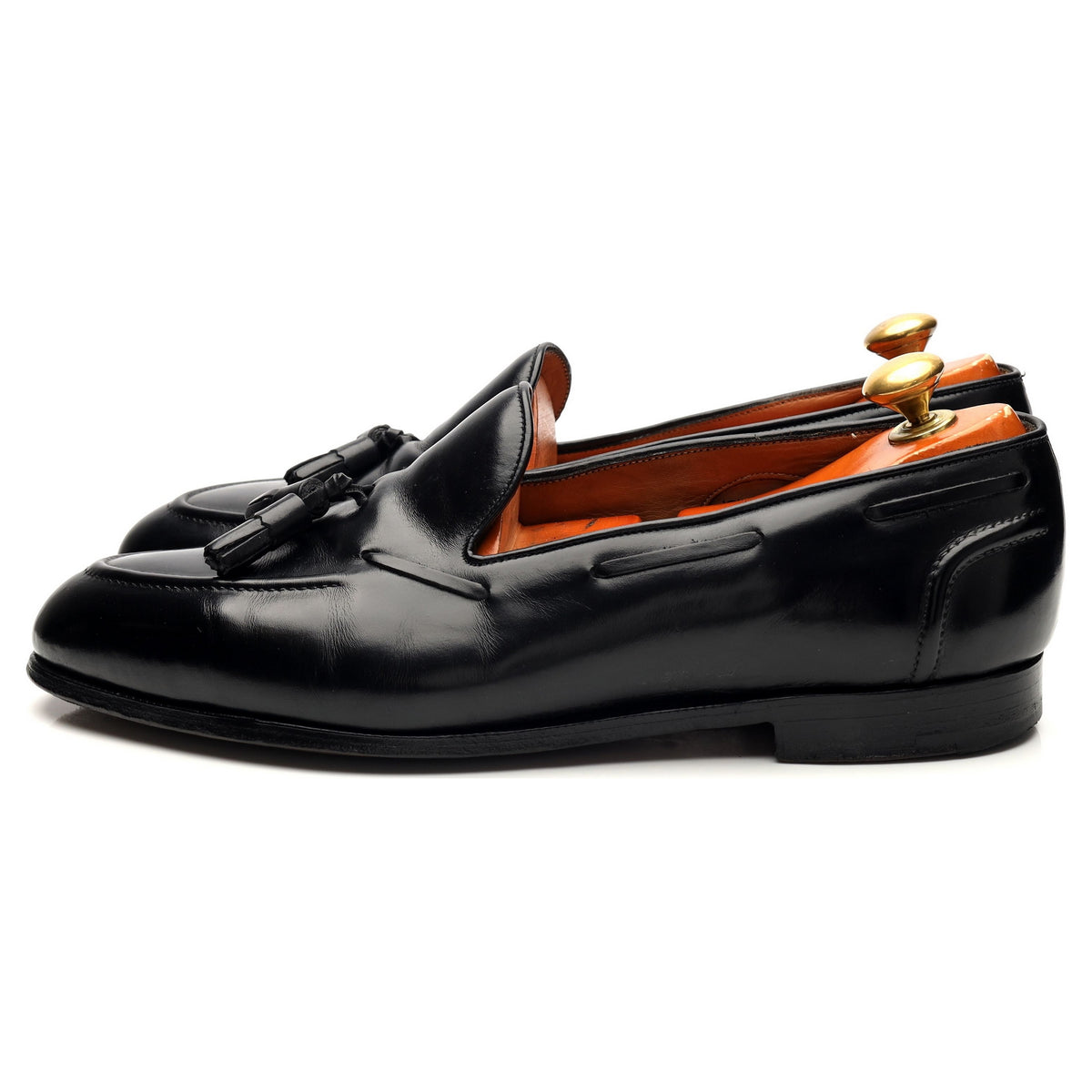 &#39;Greenwich&#39; Black Leather Tassel Loafers UK 10 D