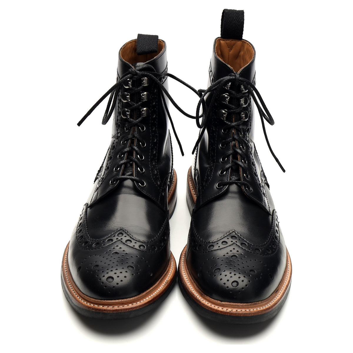 &#39;Fred&#39; Black Leather Brogue Boots UK 10 G