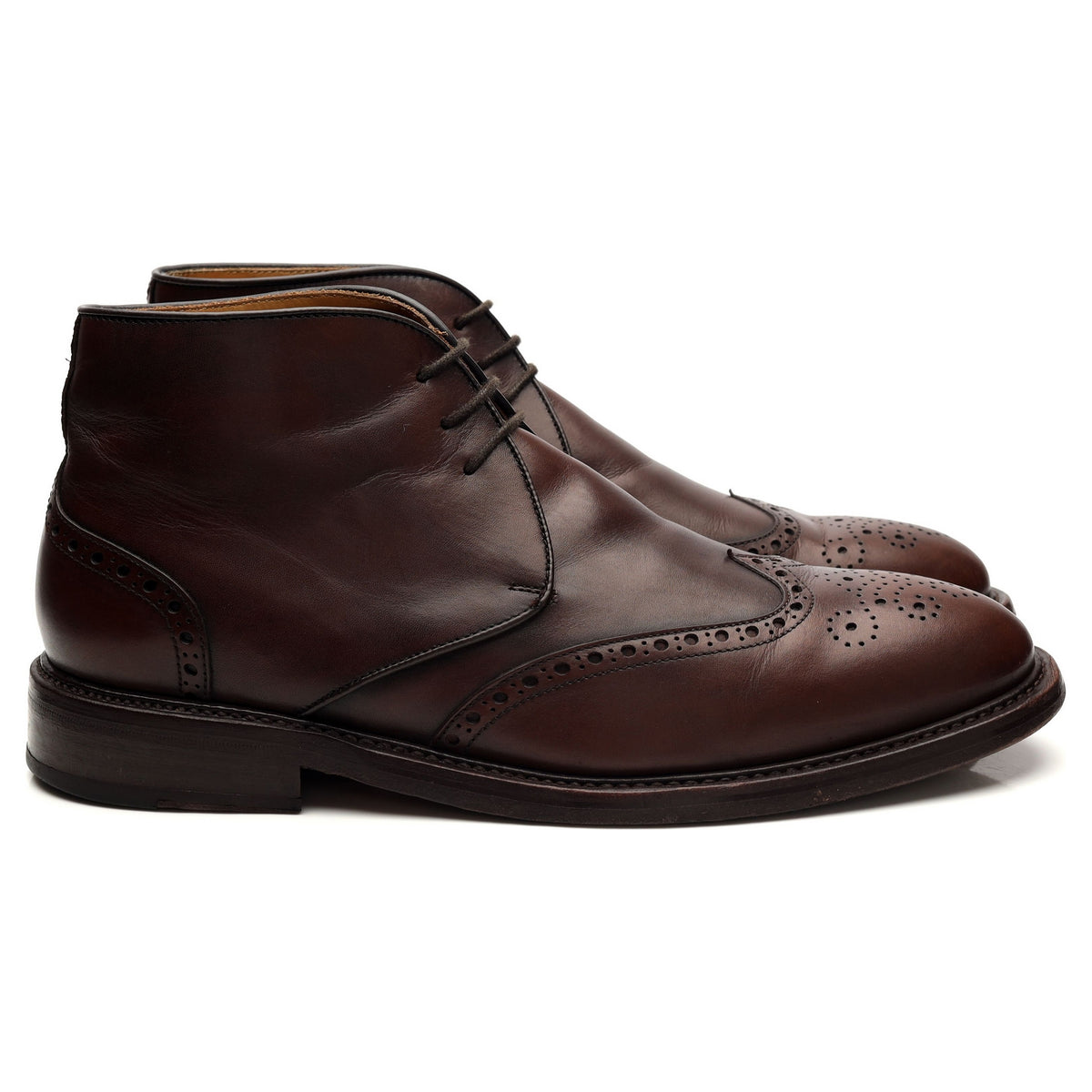 Dark Brown Leather Brogue Chukka Boot UK 8