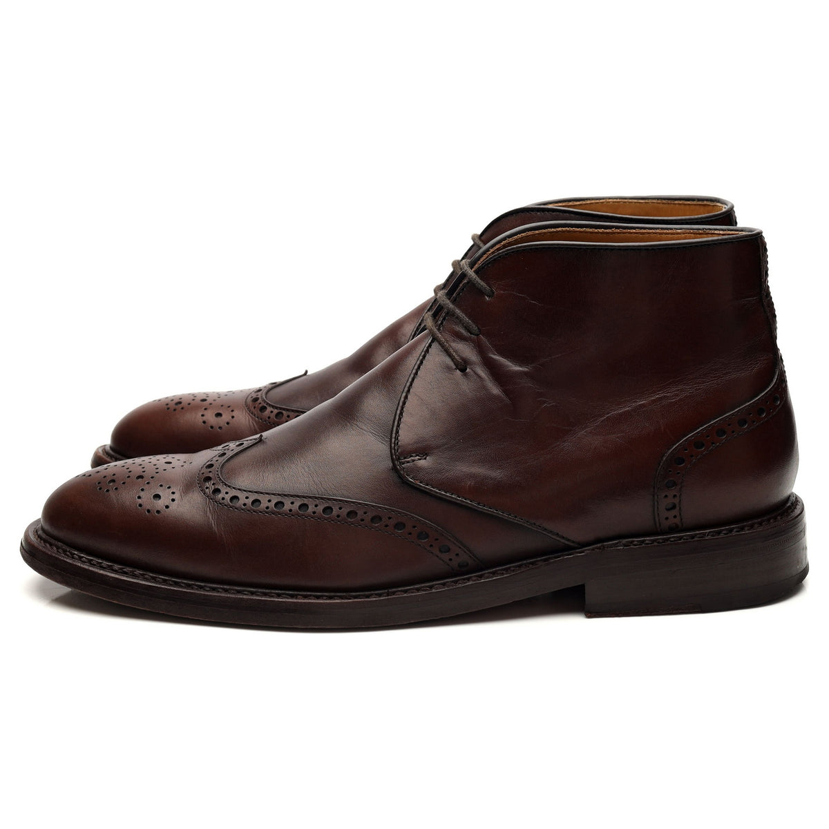 Dark Brown Leather Brogue Chukka Boot UK 8