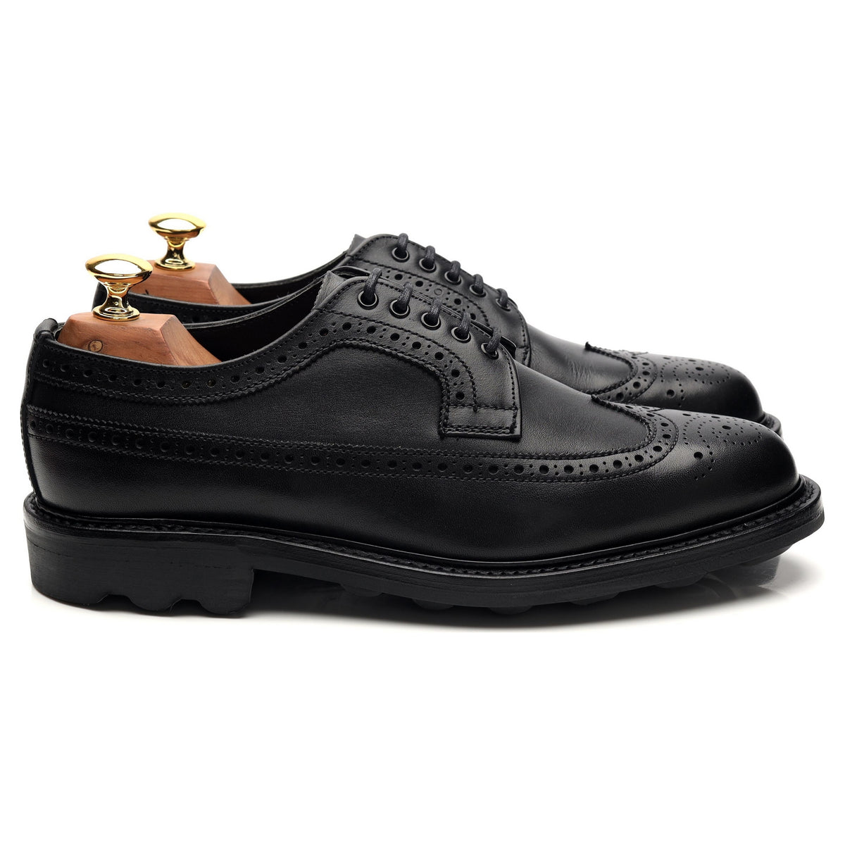 &#39;Walpole&#39; Black Leather Derby Brogues UK 6 F