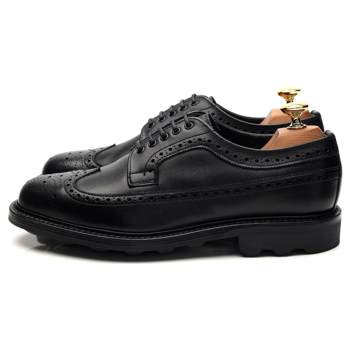 &#39;Walpole&#39; Black Leather Derby Brogues UK 6 F