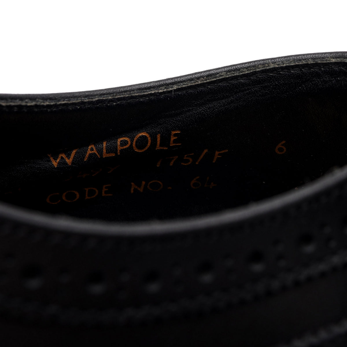 &#39;Walpole&#39; Black Leather Derby Brogues UK 6 F