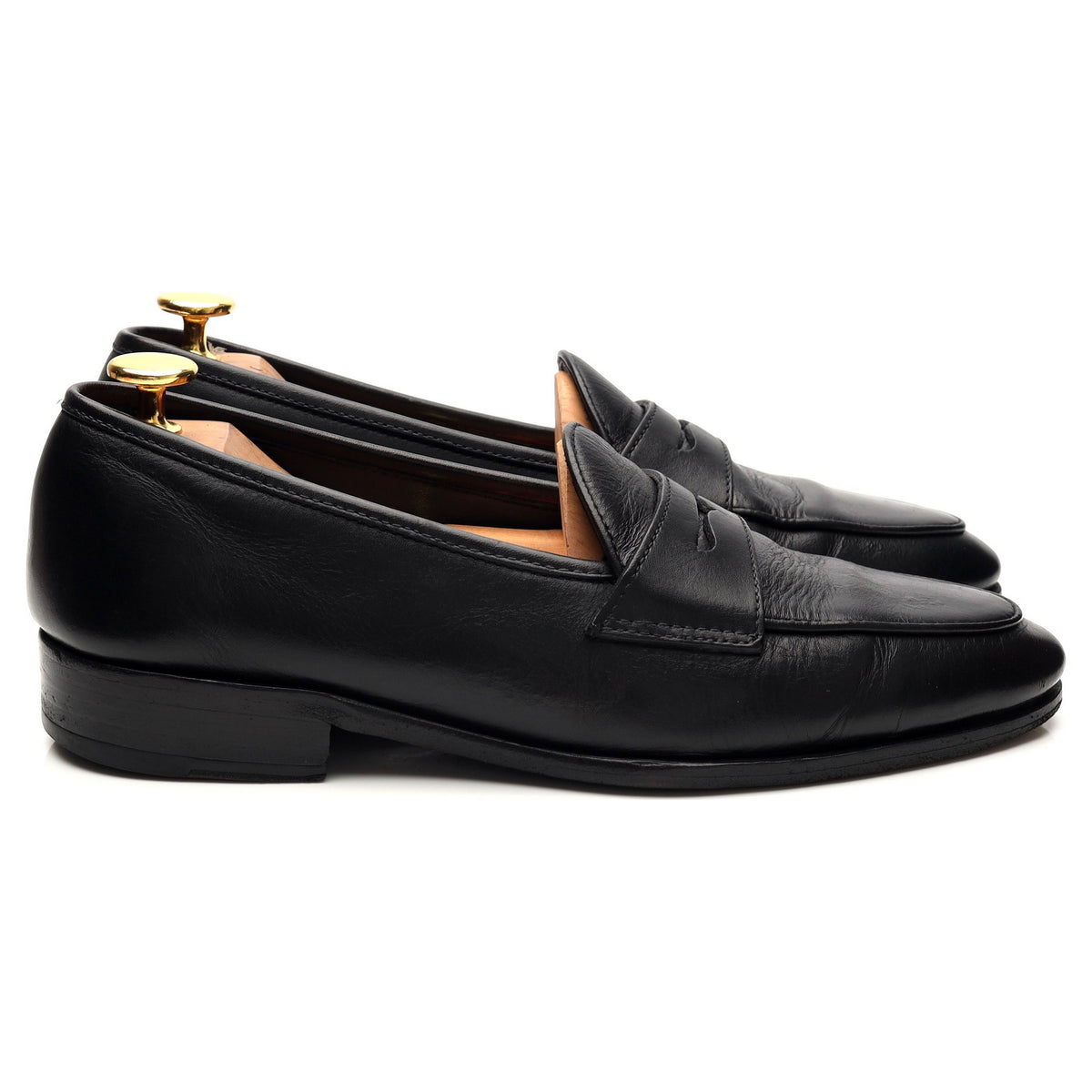 &#39;BP2&#39; Black Leather Belgian Loafers UK 6 EU 38