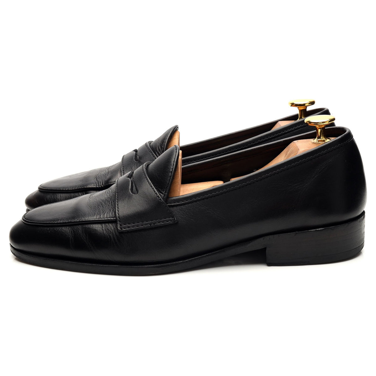 &#39;BP2&#39; Black Leather Belgian Loafers UK 6 EU 38