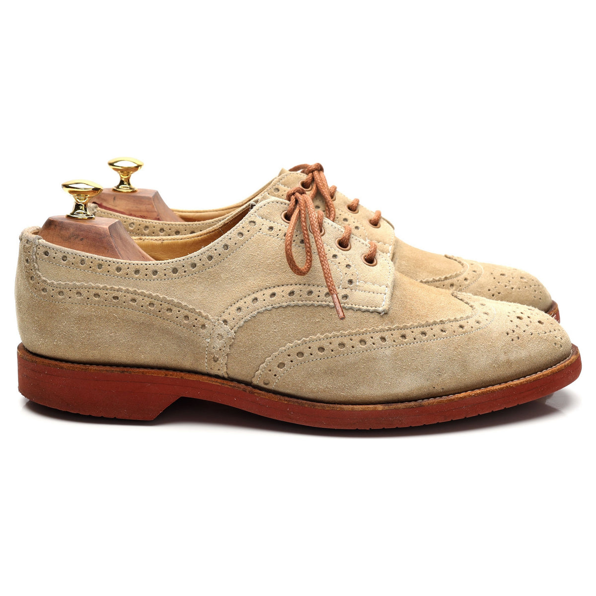 &#39;Bourton&#39; Beige Suede Derby Brogues UK 10.5