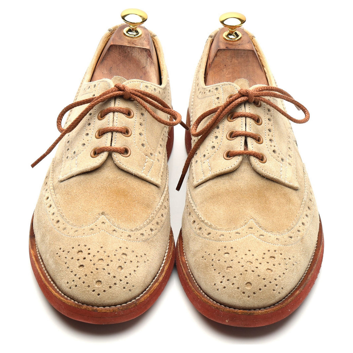 &#39;Bourton&#39; Beige Suede Derby Brogues UK 10.5