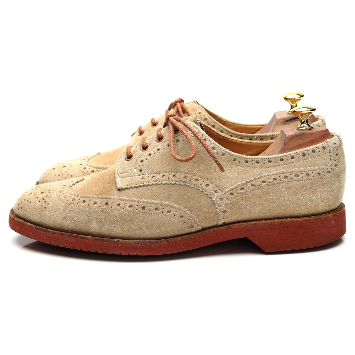 &#39;Bourton&#39; Beige Suede Derby Brogues UK 10.5