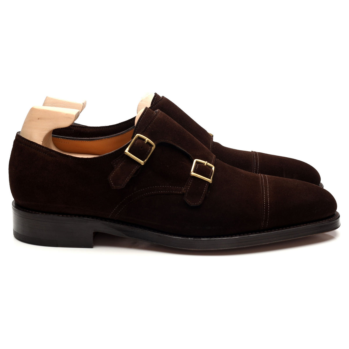 'William' Dark Brown Suede Double Monk Strap UK 10.5 E