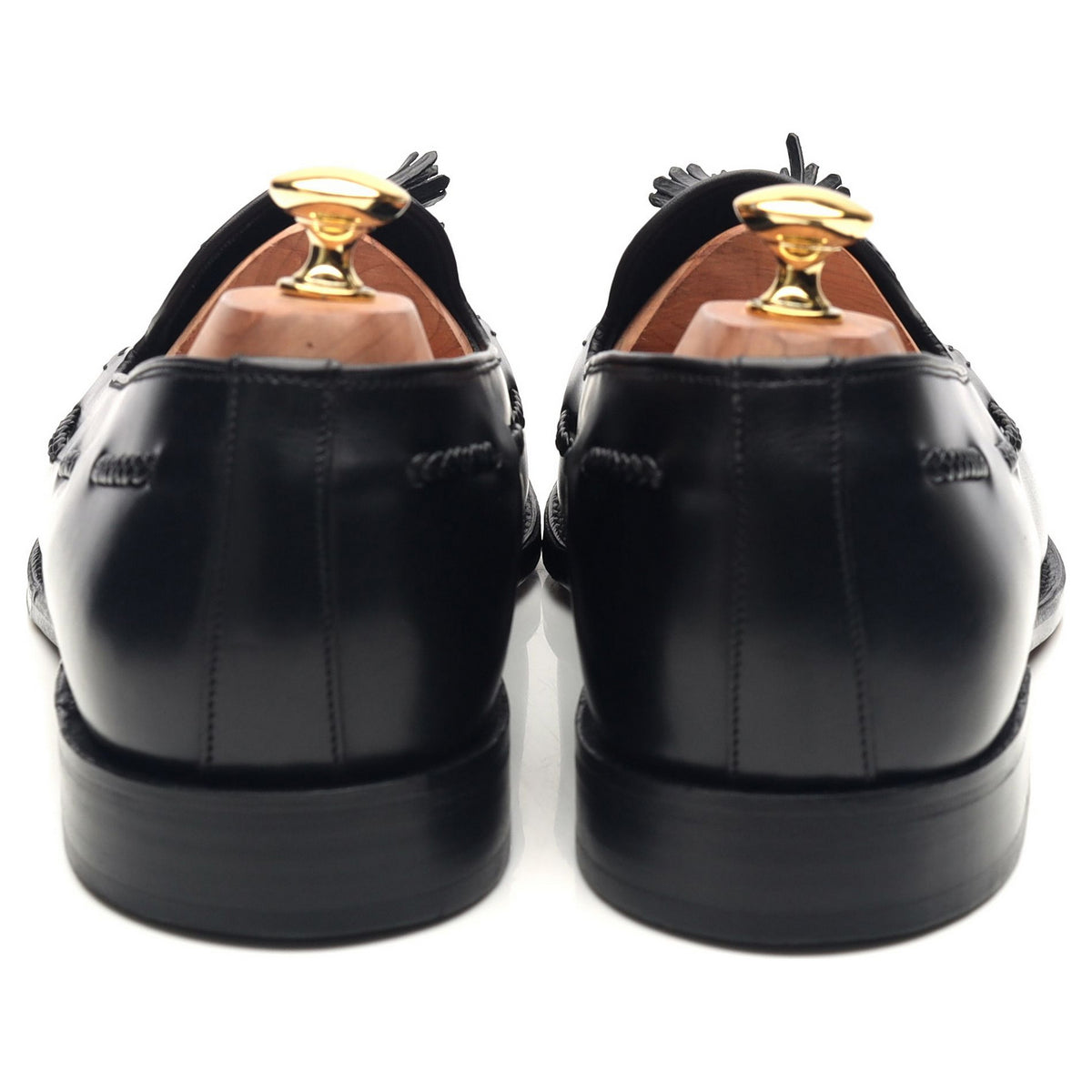 1880 &#39;Temple&#39; Black Leather Tassel Loafers UK 10 F
