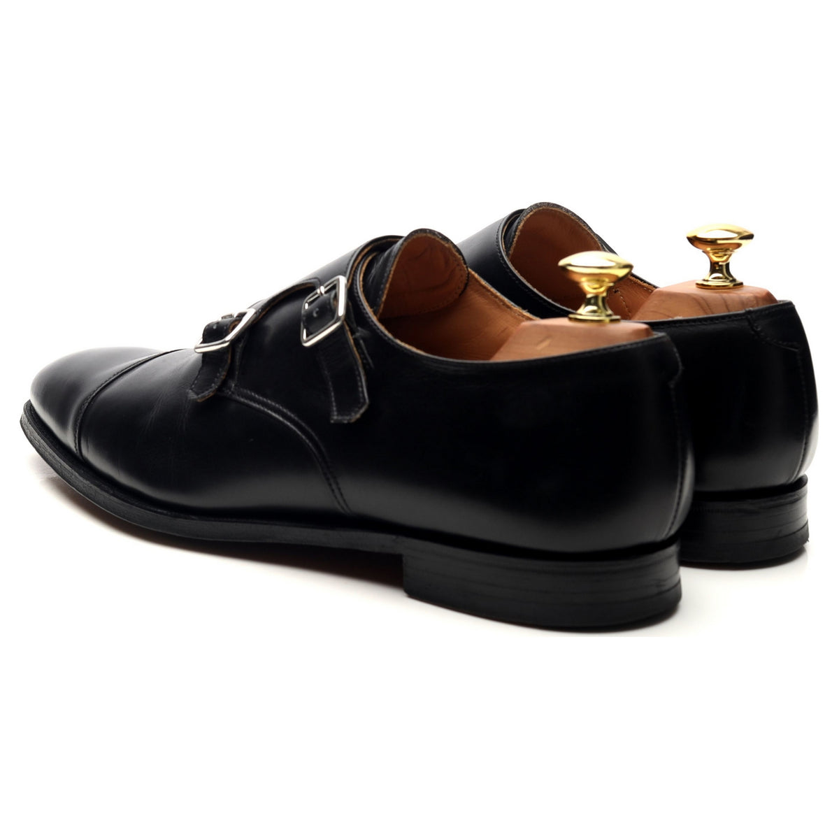 New &amp; Lingwood Black Leather Double Monk Strap UK 8.5 E